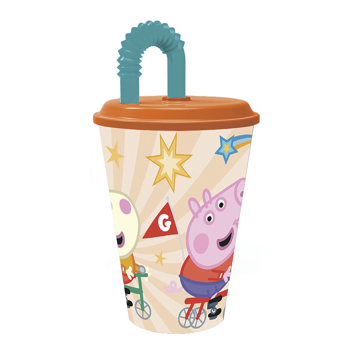 Vaso con pajita Peppa Pig Azul-1