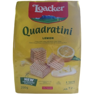 Bolachas Wafer de Limão Quadratini embalagem 250 g - Loacker