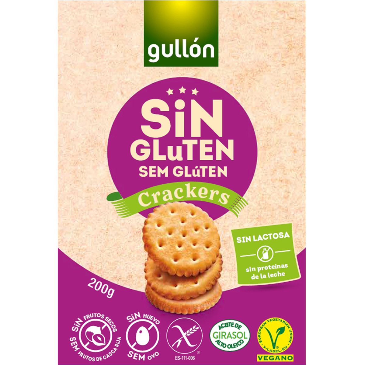 Bolachas Crackers Vegan sem Lactose sem Glúten embalagem 200 g