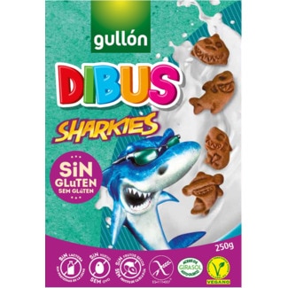 Bolachas Sharkies Dibus Vegan sem Lactose sem Glúten embalagem 200 g - Gullón
