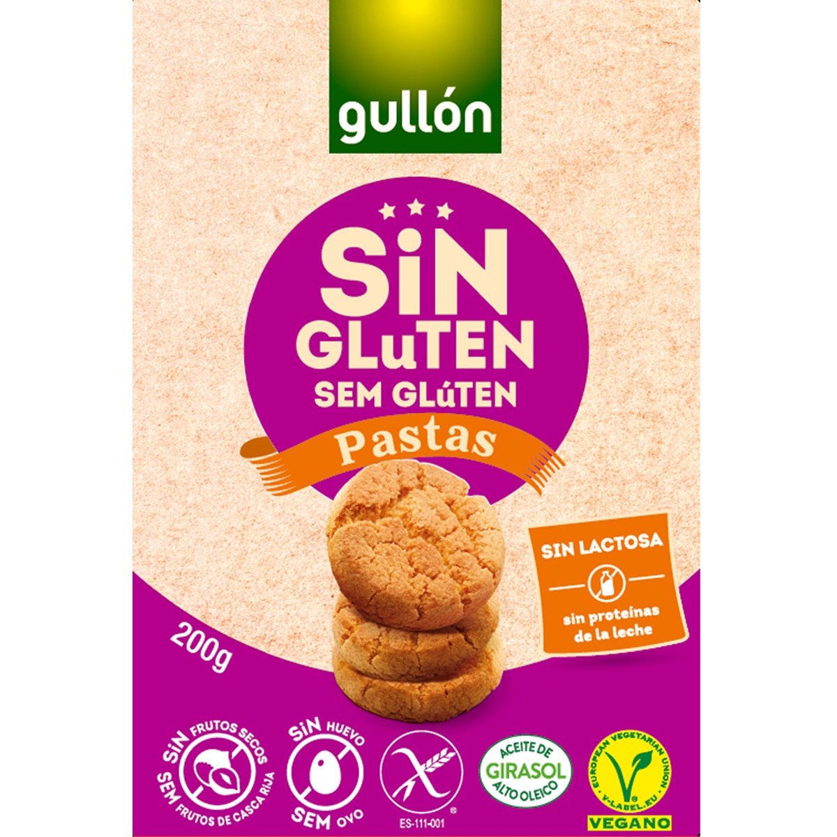 Bolachas Vegan sem Lactose sem Glúten embalagem 200 g