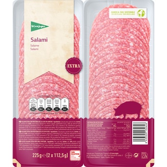 salami extra en lonchas sin gluten pack 2 x 112,5 g envase 225 g - El Corte Ingles