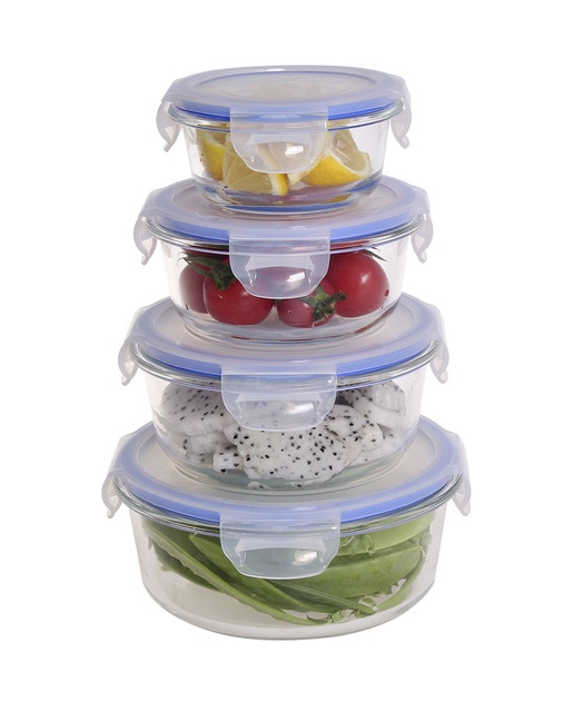 Imagen 0 de Pack de 4 recipientes redondos de vidrio