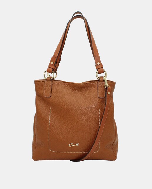 Bolso shopper de piel en marrón con cremallera · Cats · El Corte Inglés