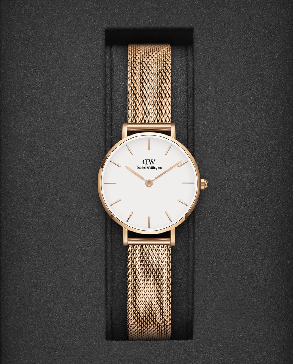 Relógio Petite Mesh DW00100219 de Malha de Aço - Dourado Rosa Rosa-3