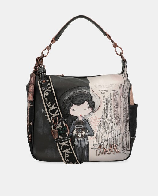 Bolso de hombro en blanco y negro con print de la marca · Anekke · El Corte  Inglés