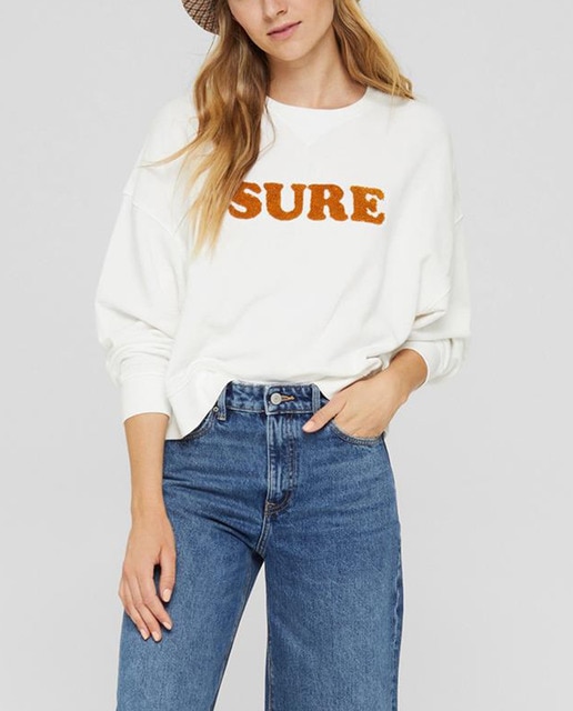 Sudadera de mujer cuello redondo mensaje estampado · EDC · El Corte Inglés