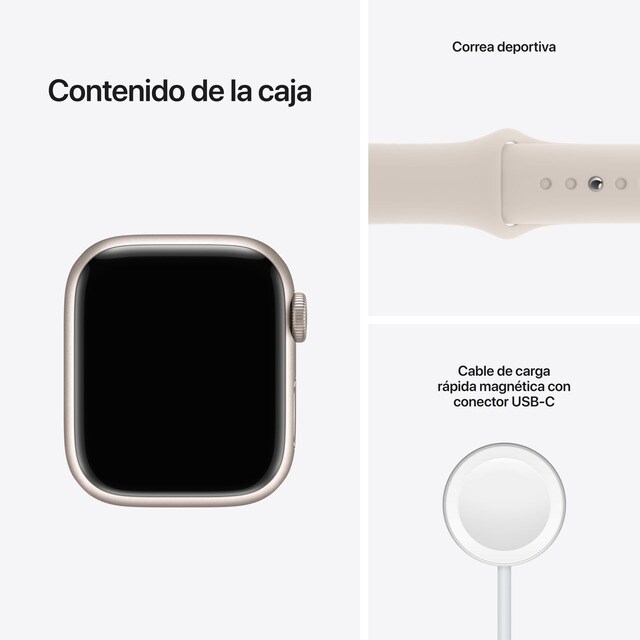 Apple Watch Series 7 GPS, 41mm Caja de aluminio en blanco estrella - Correa  deportiva Blanco Estrella · El Corte Inglés
