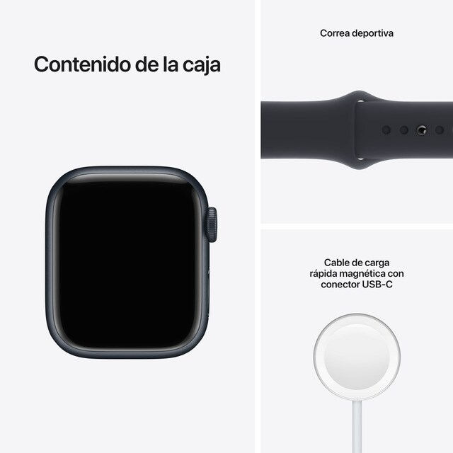 Apple Watch Series 7 GPS, 41mm Caja de aluminio Medianoche - Correa  deportiva Medianoche · El Corte Inglés