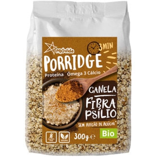 Papas de Aveia Porridge Canela e Fibra Psílio sem Adição Açúcar Vegan Biológico sem Glúten embalagem 300 g - Próvida