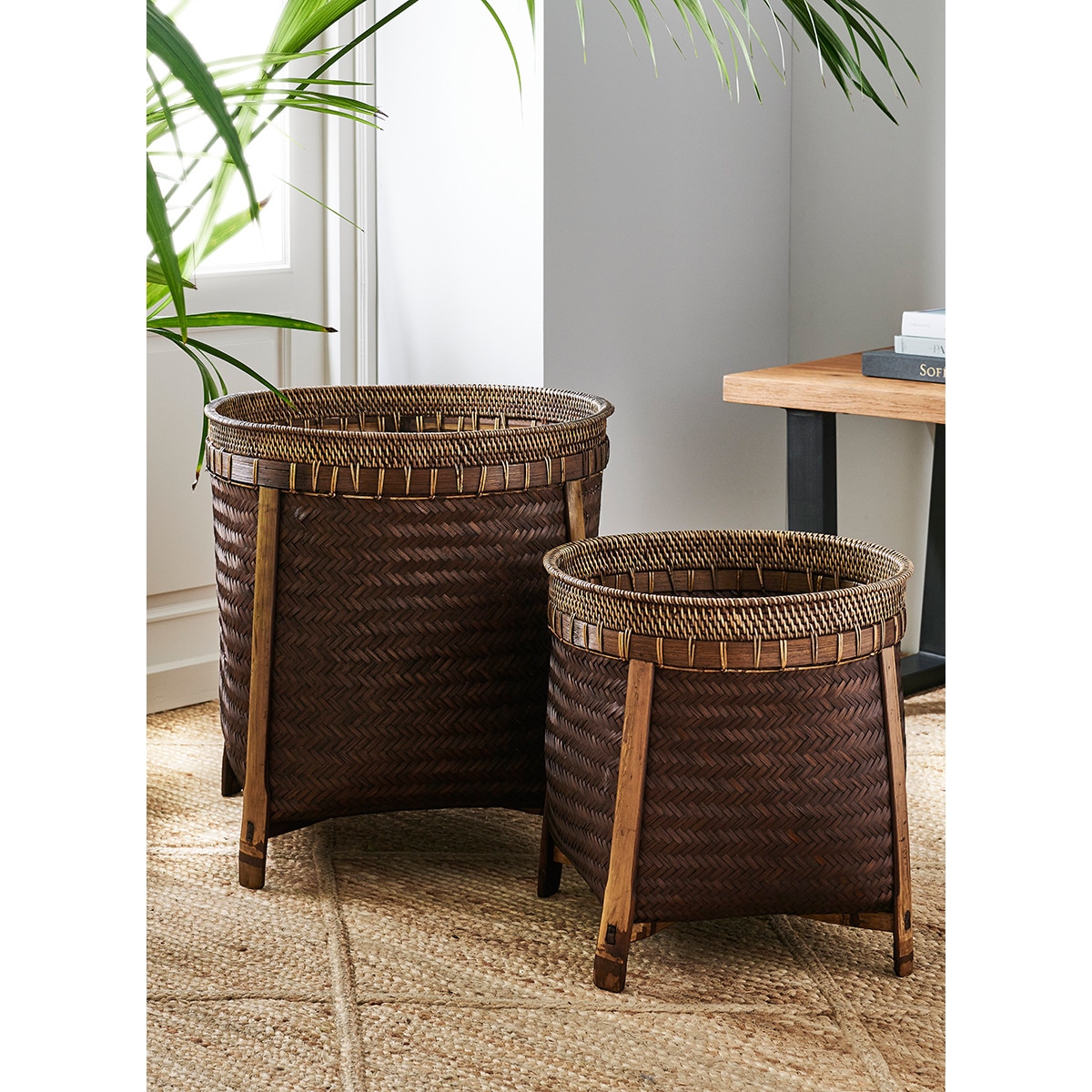 Cesta de bambu com pés Laos Chocolate-6