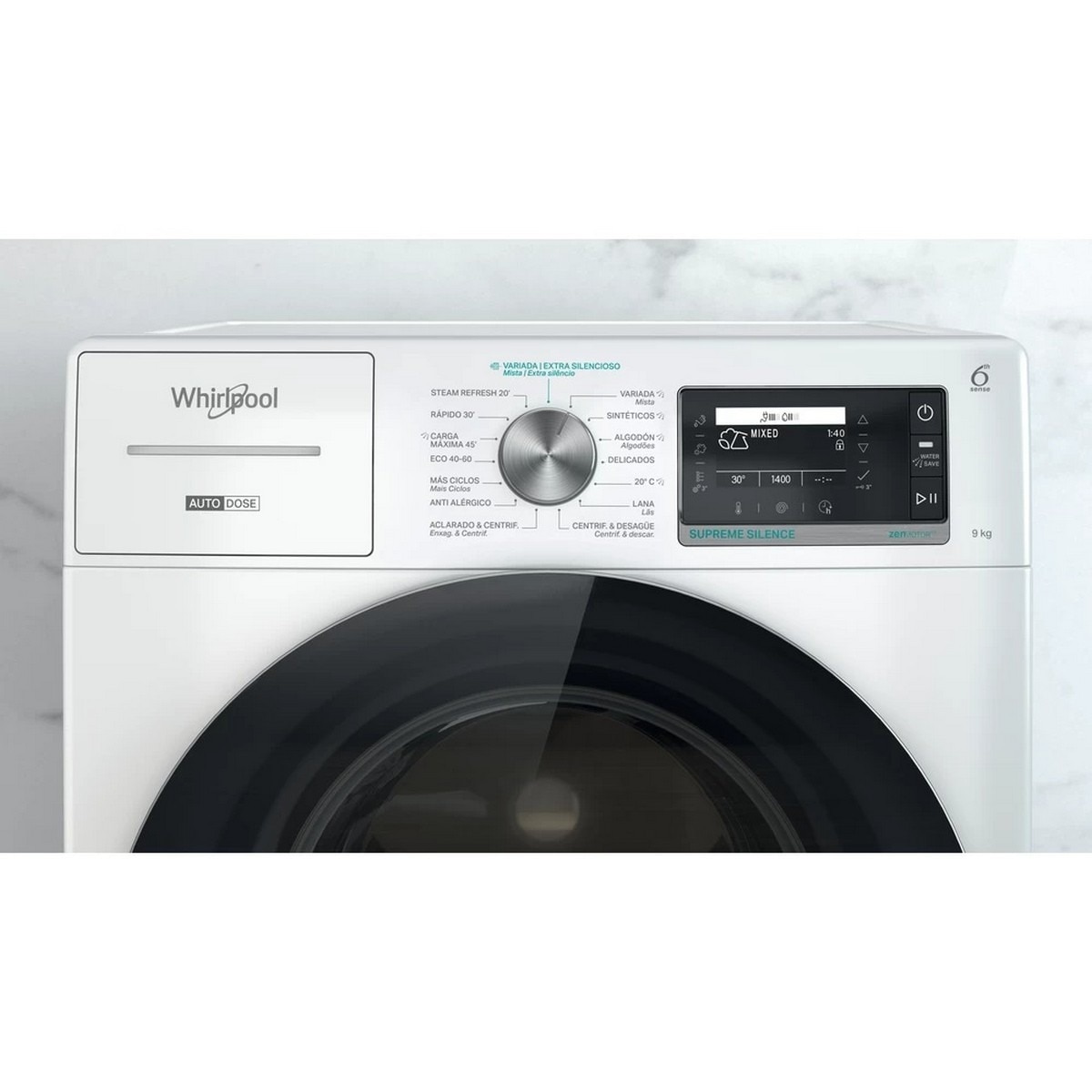 Máquina de Lavar Roupa Whirlpool W8 W946WR SPT Carga Frontal e Tecnologia 6º Sentido, de 9 Kg e de 1400 rpm - Branco Branco-8