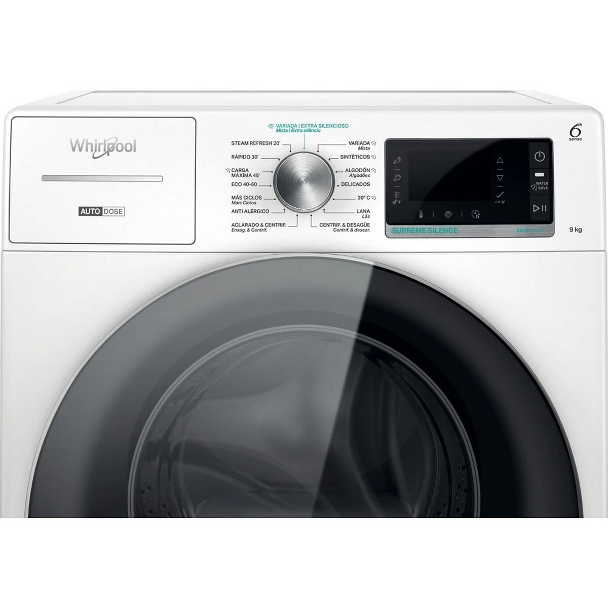 Máquina de Lavar Roupa Whirlpool W8 W946WR SPT Carga Frontal e Tecnologia 6º Sentido, de 9 Kg e de 1400 rpm - Branco Branco-7