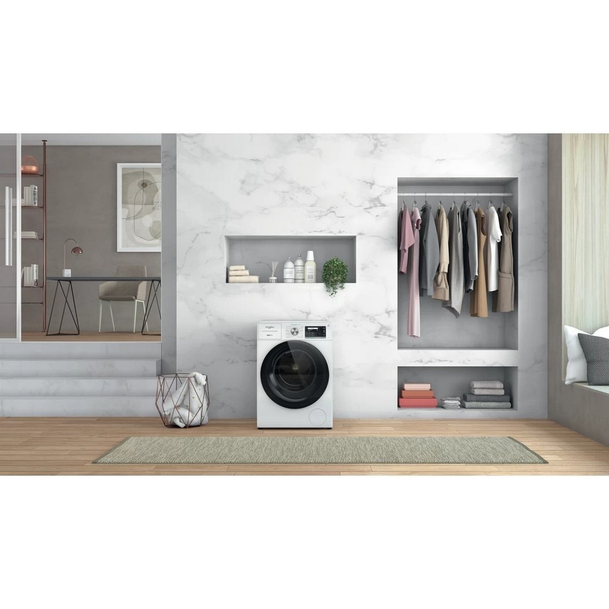 Máquina de Lavar Roupa Whirlpool W8 W946WR SPT Carga Frontal e Tecnologia 6º Sentido, de 9 Kg e de 1400 rpm - Branco Branco-5