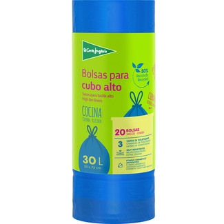 bolsas de basura con autocierre azul 50x75cm 30 litros rollo 20 unidades - El Corte Ingles