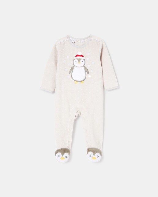 Pijama de bebé velour pingüino · Cotton Juice · El Corte Inglés