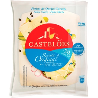 Queijo Curado em Fatias - 30% Gordura sem Lactose embalagem 150 g - Castelões