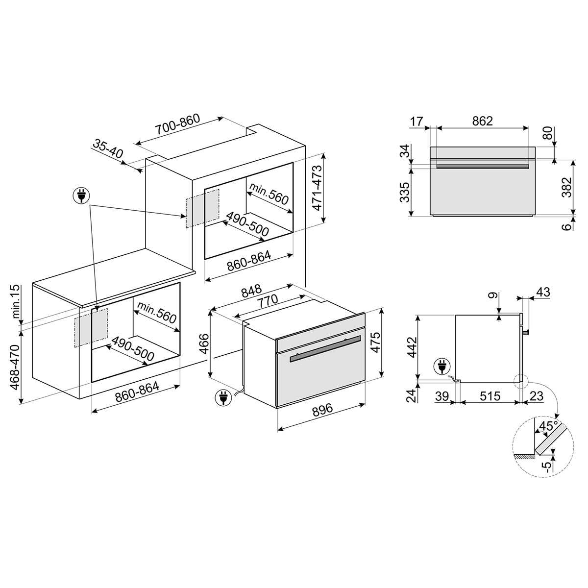 Horno compacto multifunción Smeg pirolítico - SFPR9604TNR Negro / Cobre-2