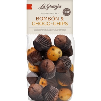 magdalenas mini bombón y choco-chips bolsa 250 g - La Granja