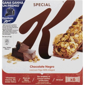Barras de Cereais com Chocolate Preto Pack 6 embalagem 21,5 g - Kellogg's Special K