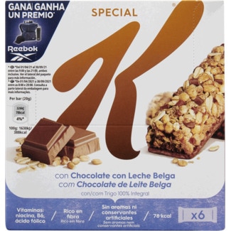 Barras de Cereais com Chocolate de Leite Pack 6 embalagem 21,5 g - Kellogg's Special K