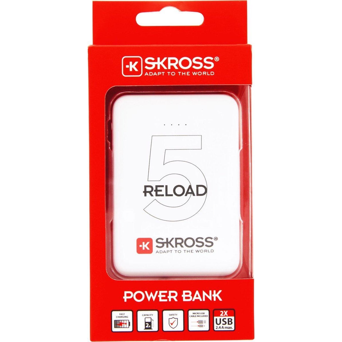 Powerbank Tamanho de Viagem Skross Reload 5, 5000mAh - Branco 2