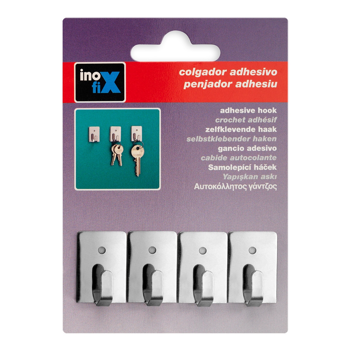 Colgador Adhesivo Acero Inox Mini - 4 Uds Acero-3