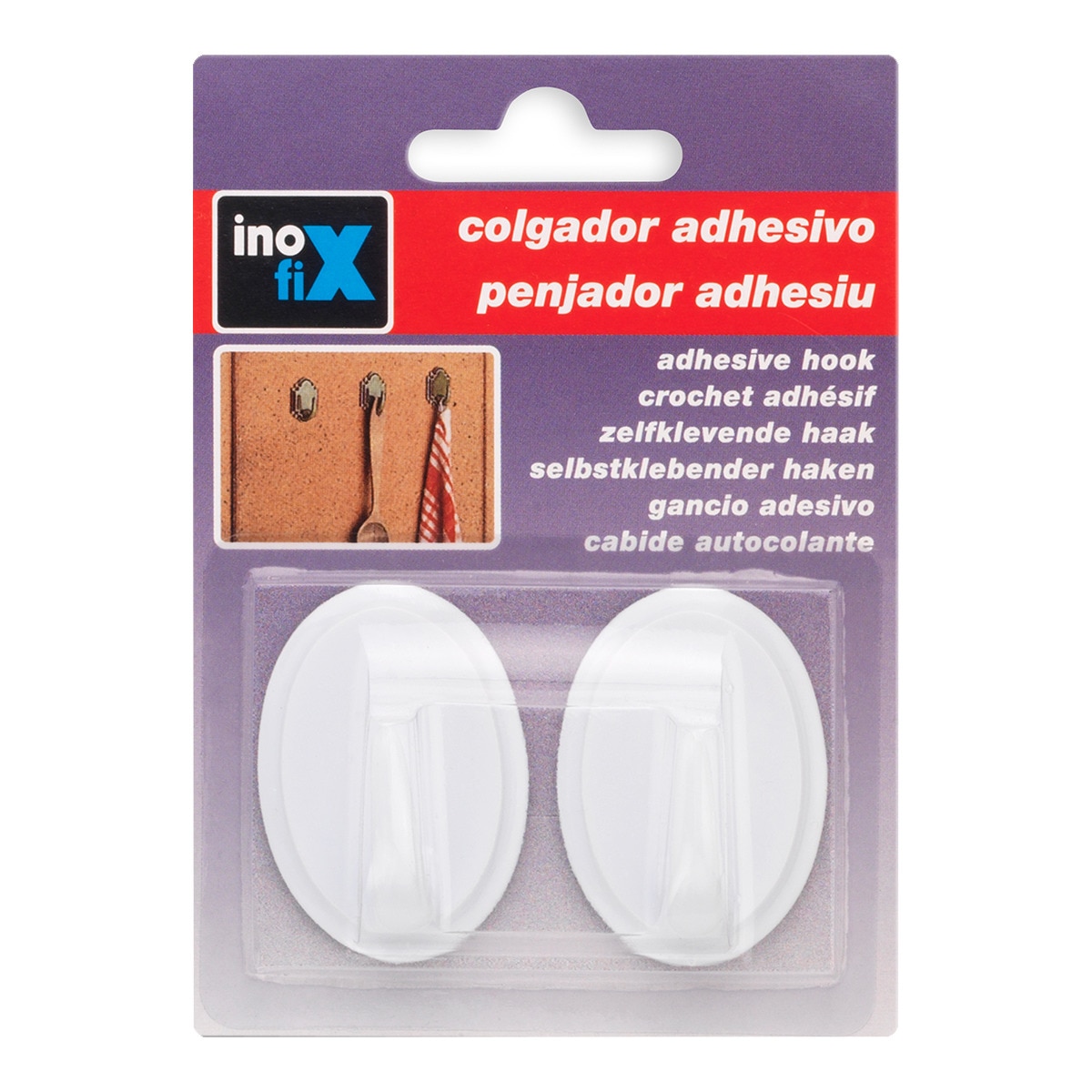 Colgador Adhesivo Clásico Oval - 2 Uds Blanco-3