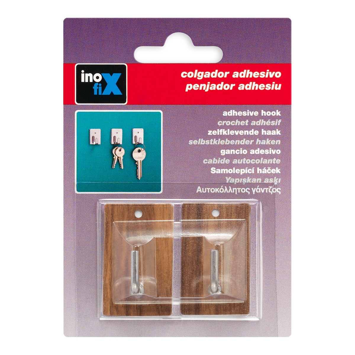 Colgador Adhesivo Basic Mini - 2 Uds Madera-3
