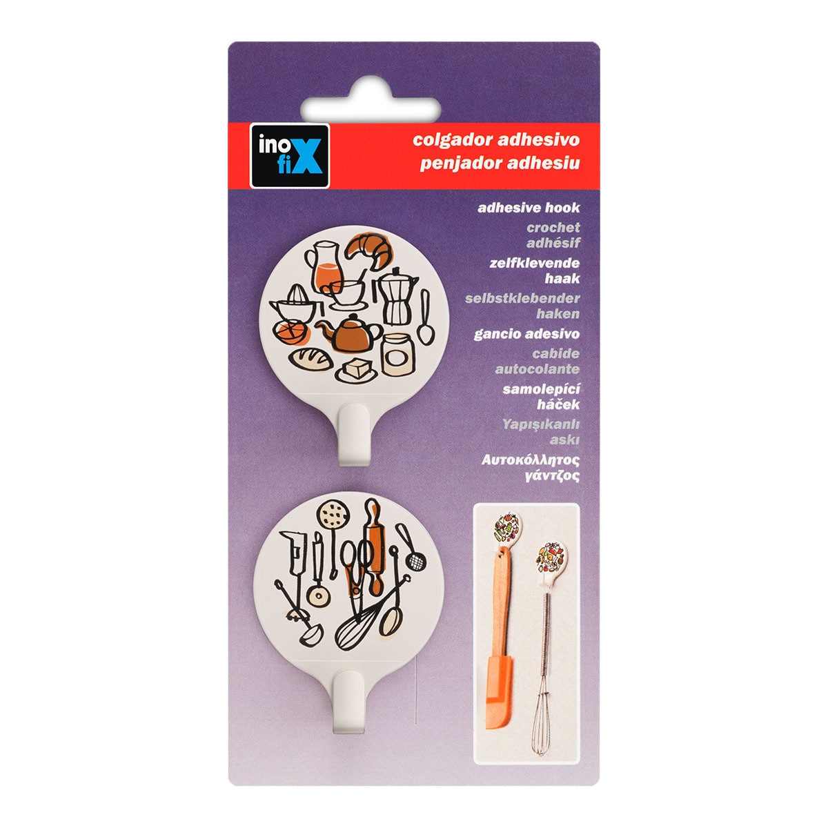 Colgador Adhesivo Circular Decorado Kitchen - 2 Uds 3
