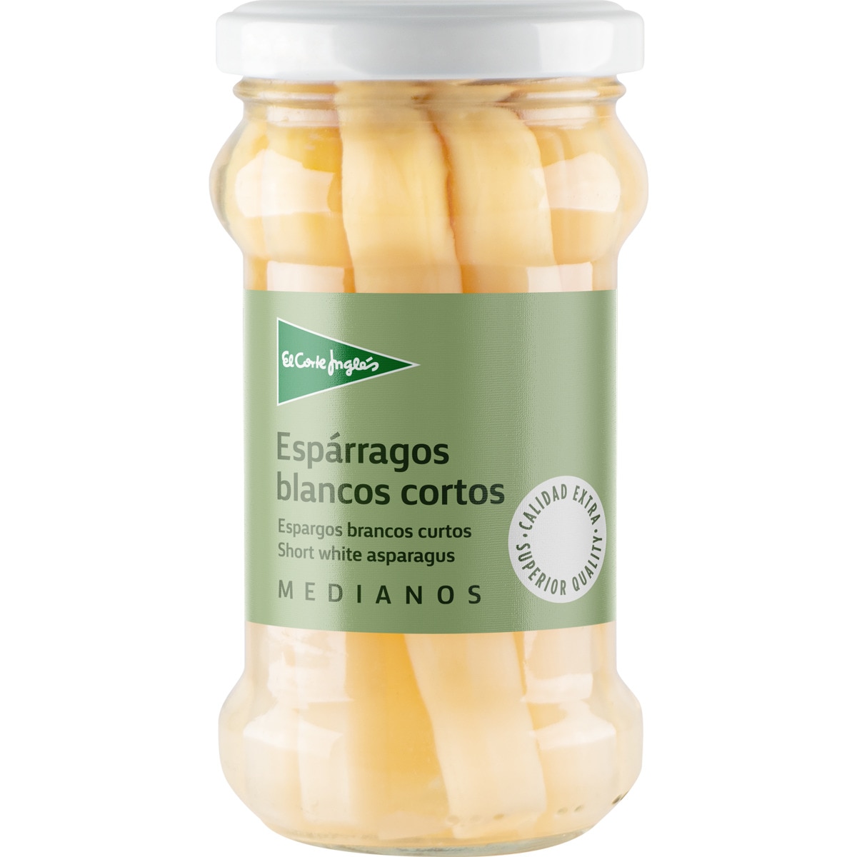 espárragos blancos cortos medianos frasco 110 g neto escurrido