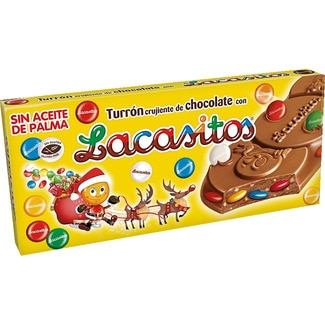 turrón crujiente de chocolate con grageas de chocolate Sin Gluten tableta 215 g - Lacasitos