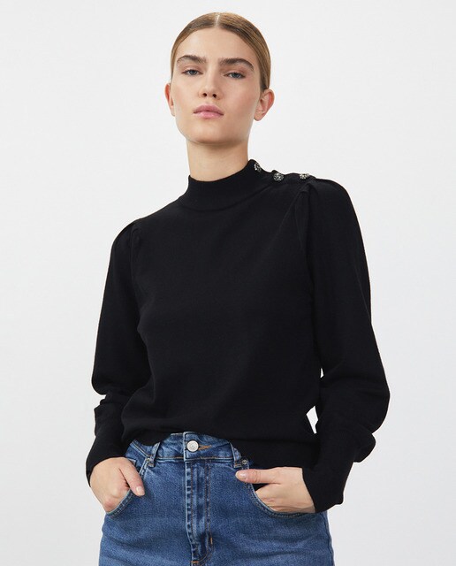 Jersey de mujer con manga abullonada y botón joya · Sfera · El Corte Inglés
