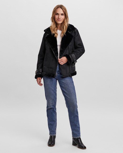 Abrigo de mujer manga larga pelo sintético · Vero Moda · El Corte Inglés