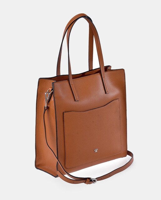 Bolso shopper de piel en color marrón con asa desmontable regulable ·  Pierre Cardin · El Corte Inglés