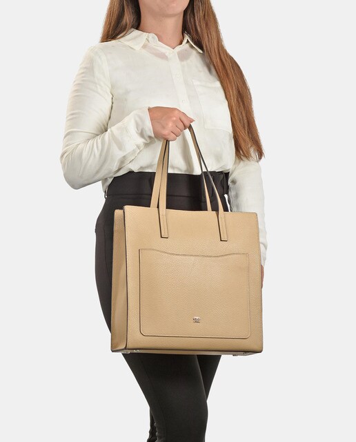 Bolso shopper de piel en color beige con asa desmontable regulable · Pierre  Cardin · El Corte Inglés