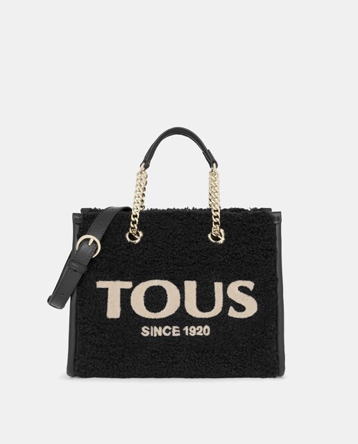 Bolso shopper mediano Amaya Kaos Shock de borreguito en negro con varias  asas · Tous · El Corte Inglés