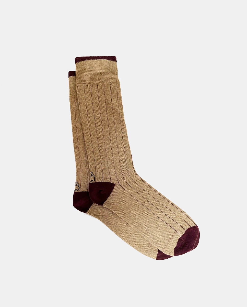 Chaussettes côtelées à intérieur contrastant