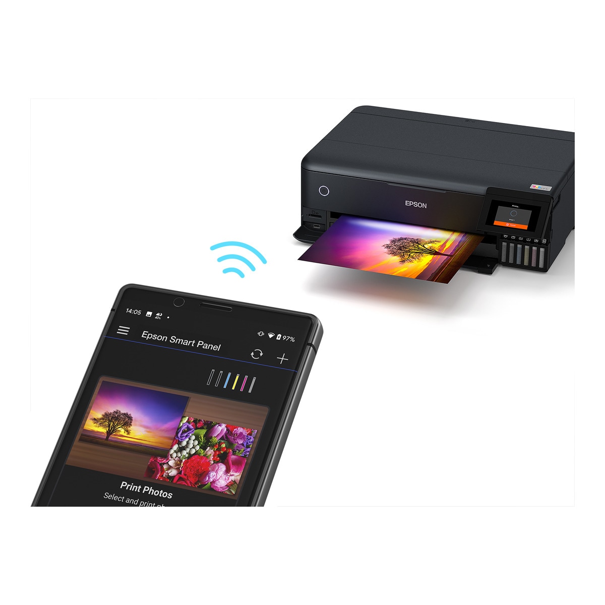 Impresora Multifunción rellenable tinta Epson EcoTank ET-8550, Ethernet y Wi-Fi Negro-5