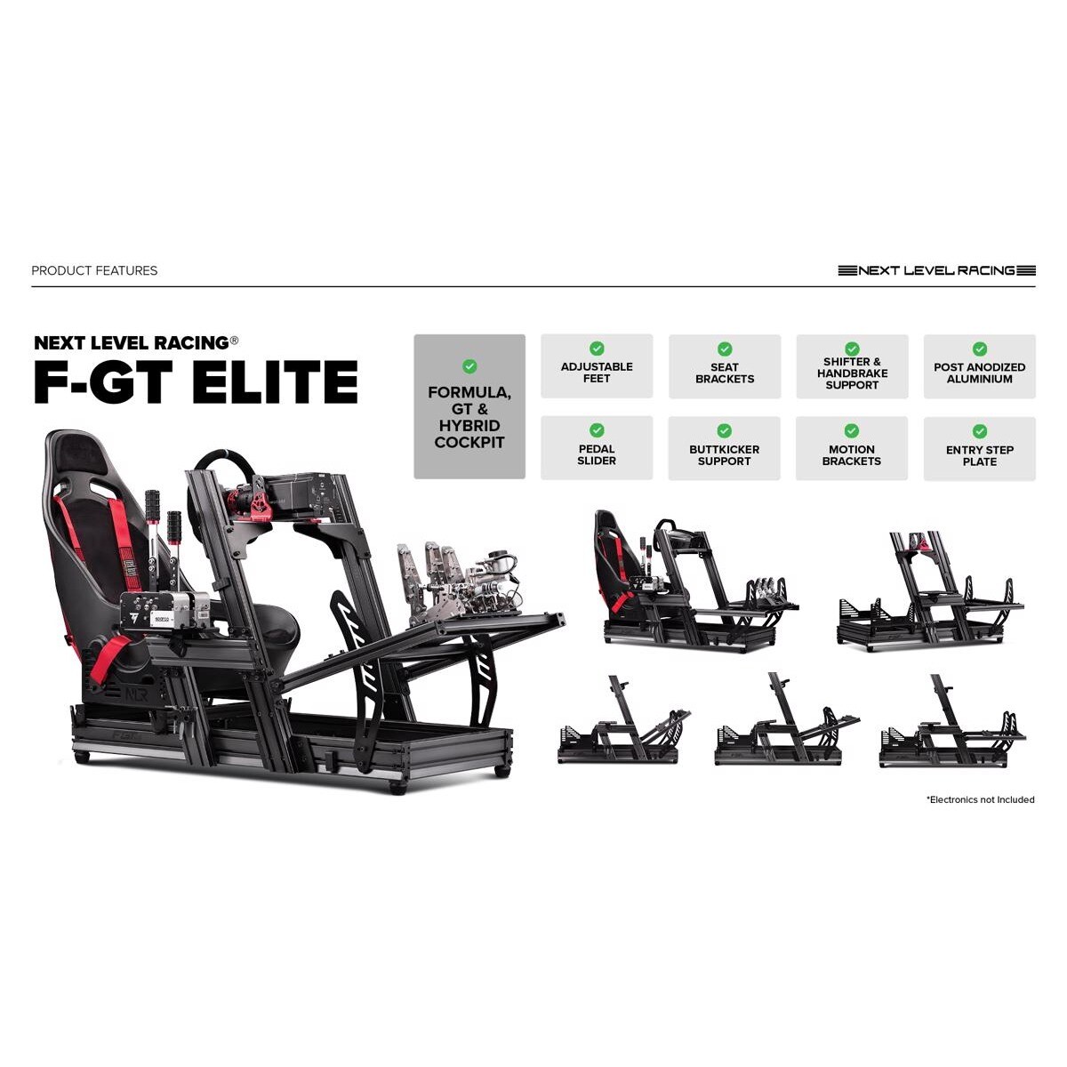 Simulador de Cockpit F-GT Elite Aluminium - Front & Side Mount Edition 15