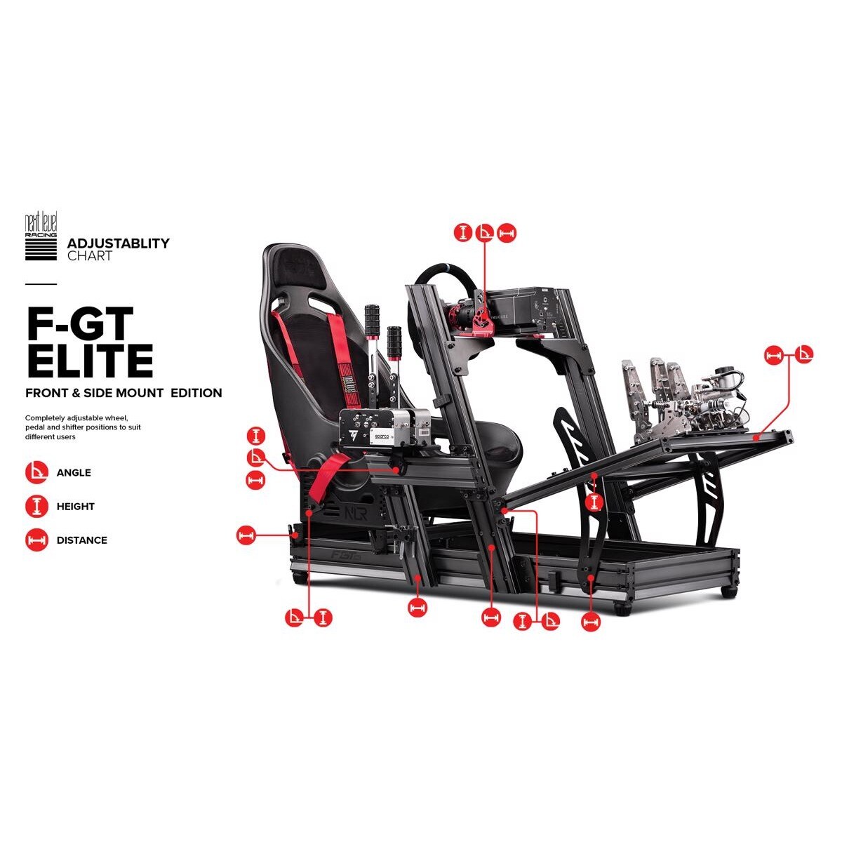 Simulador de Cockpit F-GT Elite Aluminium - Front & Side Mount Edition 12
