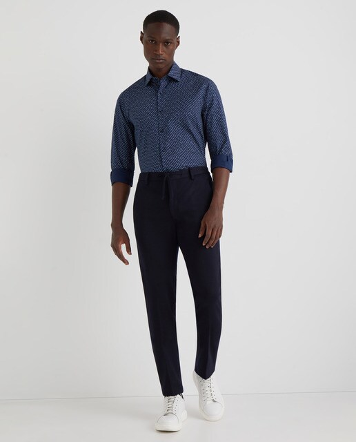 Pantalón sastre de traje de hombre con cintura elástica regular azul ·  Pierre Cardin · El Corte Inglés