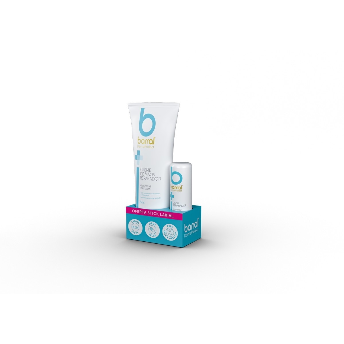 Imagem 0 de Kit Creme de Mãos Reparador DermaProtect + DermaProtect Stick Reparador 75 mL + 4,8g Barral