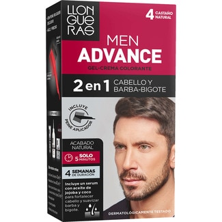 Men Advance gel crema colorante 2 en 1 cabello y barba nº 4 Castaño Natural caja 1 unidad - Llongueras