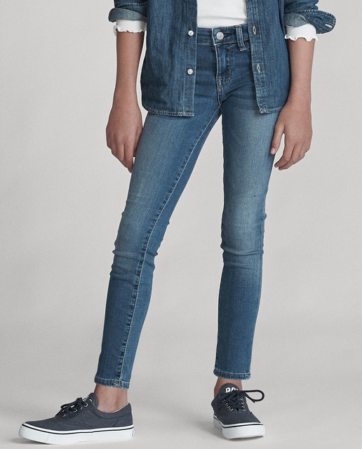 Imagen 0 de Pantalón vaquero de niña en azul elástico