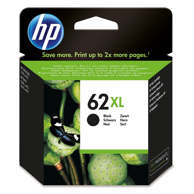 Imagen 0 de Cartucho de tinta original HP 62 XL negro (C2P05AE)