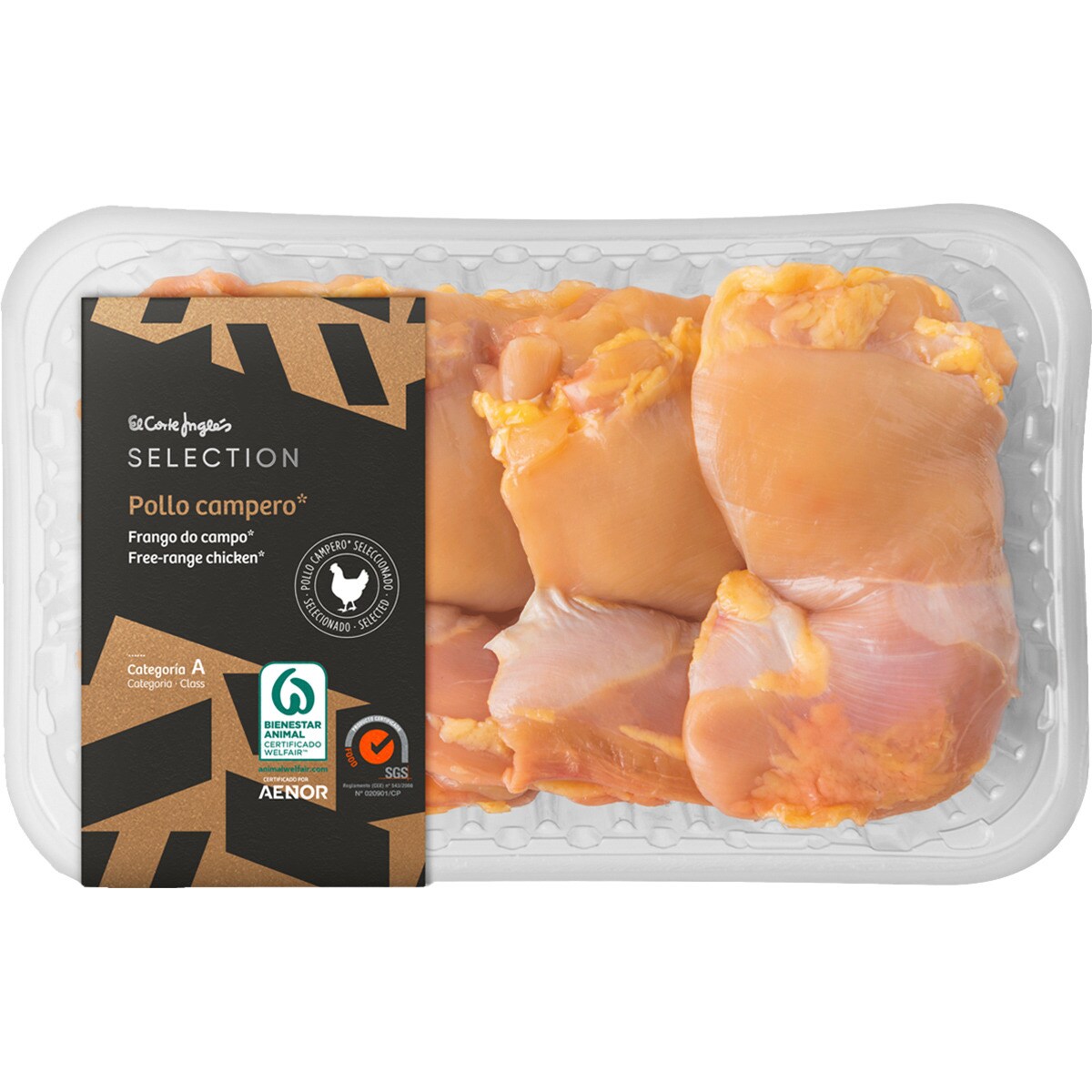 filetes de contramuslos de pollo campero sin piel y sin hueso peso aproximado bandeja 400 g