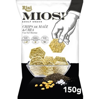 chips de maíz y chia con sal marina Sin Gluten bolsa 150 g - Risi Mios!