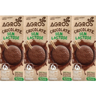 Leite Chocolate sem Lactose Pack 4 unidades embalagem 800 ml - Agros