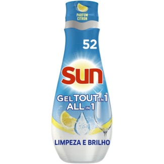 Detergente para a Máquina de Lavar Loiça Gel  Limão All In One embalagem 52 doses - Sun